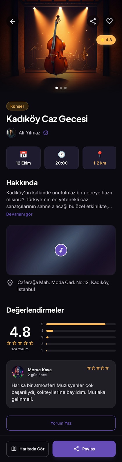 LOXO mekan detay ekranı